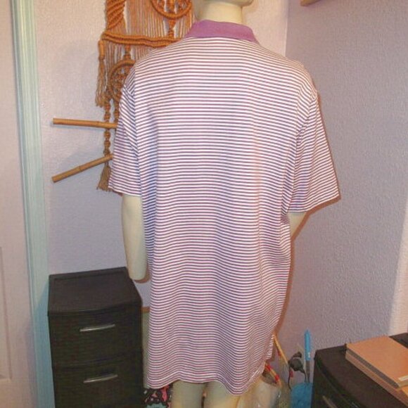 Vtg Peter Millar Polo Shirt Size L Drum Stripe Performance Stretch Mountains - Picture 9 of 11